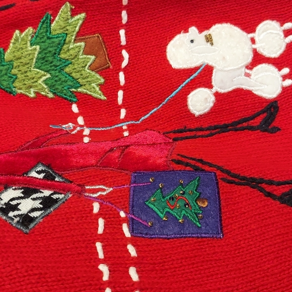 Designers Originals Studio Joy Holiday Shopping Cardigan Sweater Size XL Red - Picture 7 of 16